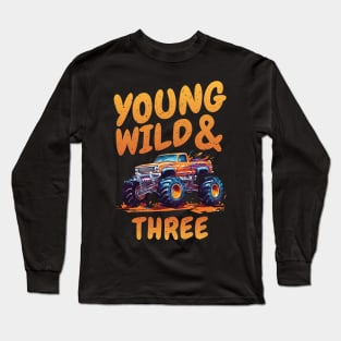 Kids Car 3rd Birthday Boy Three-Year Racing Monster Truck Long Sleeve T-Shirt